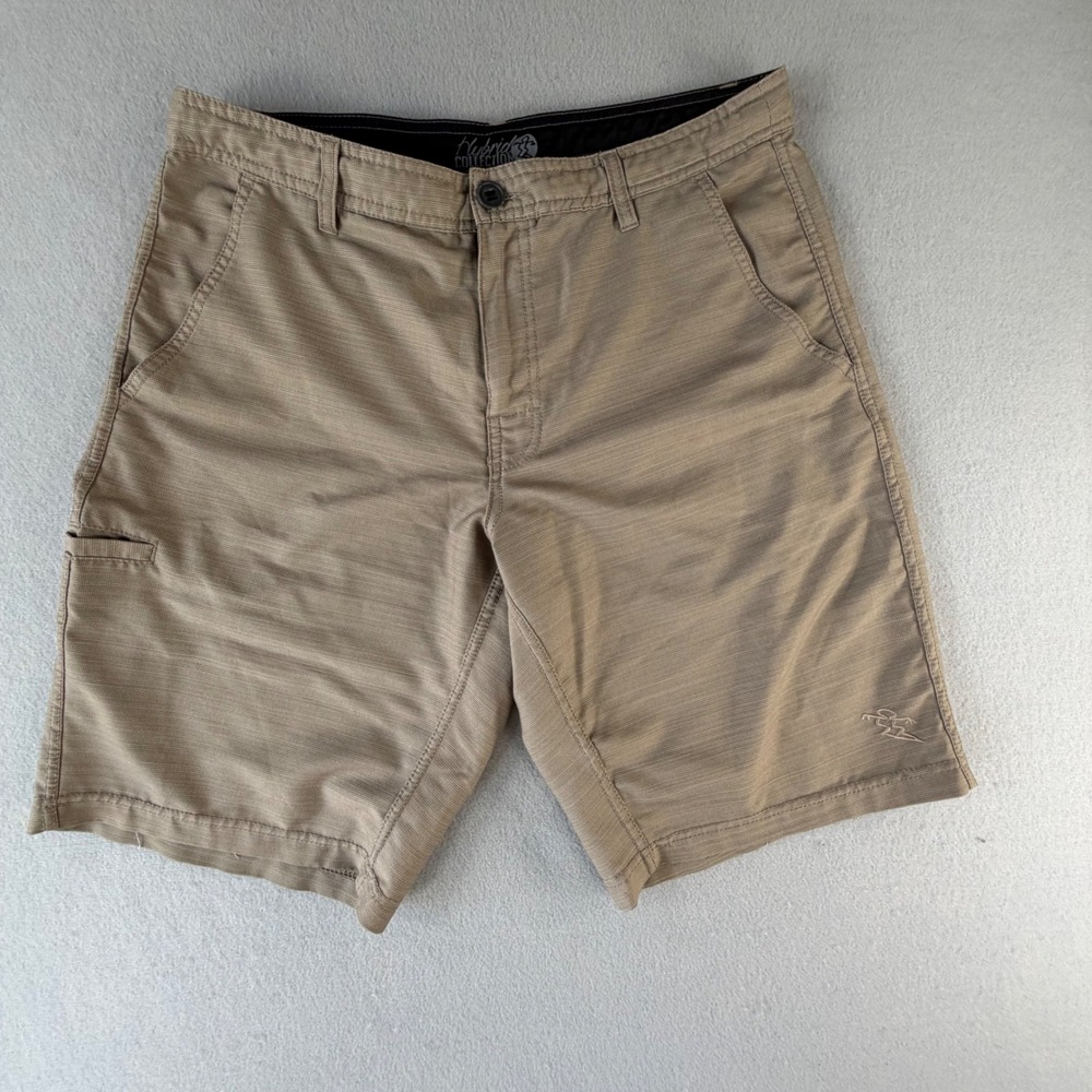Da Hui Hybrid Collection Board Shorts Mens 32 Tan Check Quick Dry Surf Beach